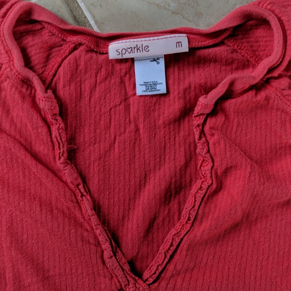 Pink Lightly Ribbed Tissue Tee, M - Picture 2 of 3